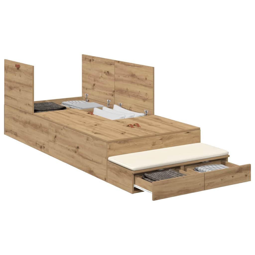 vidaXL Bett Aufbewahrungsbettgestell Artisan-Eiche 100 cm Holzwerkstoff (1- günstig online kaufen