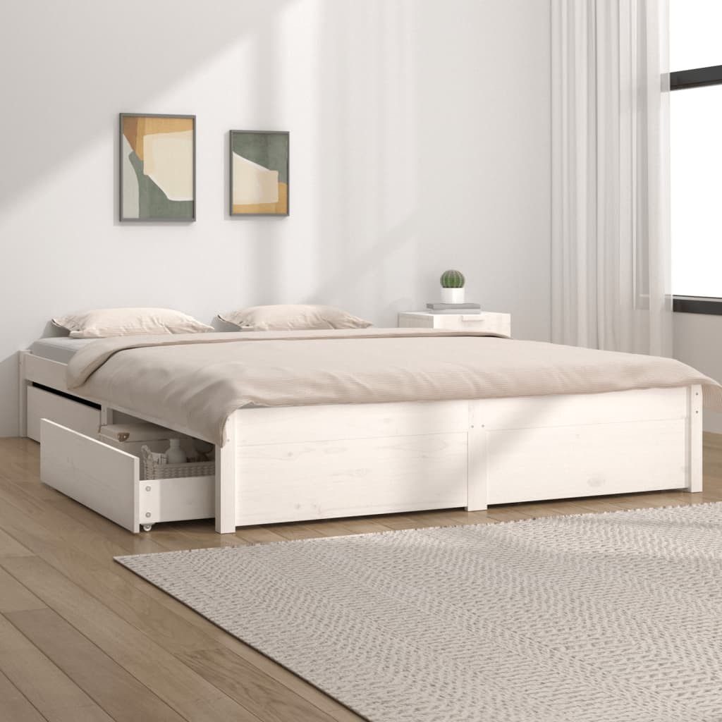 vidaXL Bett Bett mit Schubladen Weiß 140x200 cm