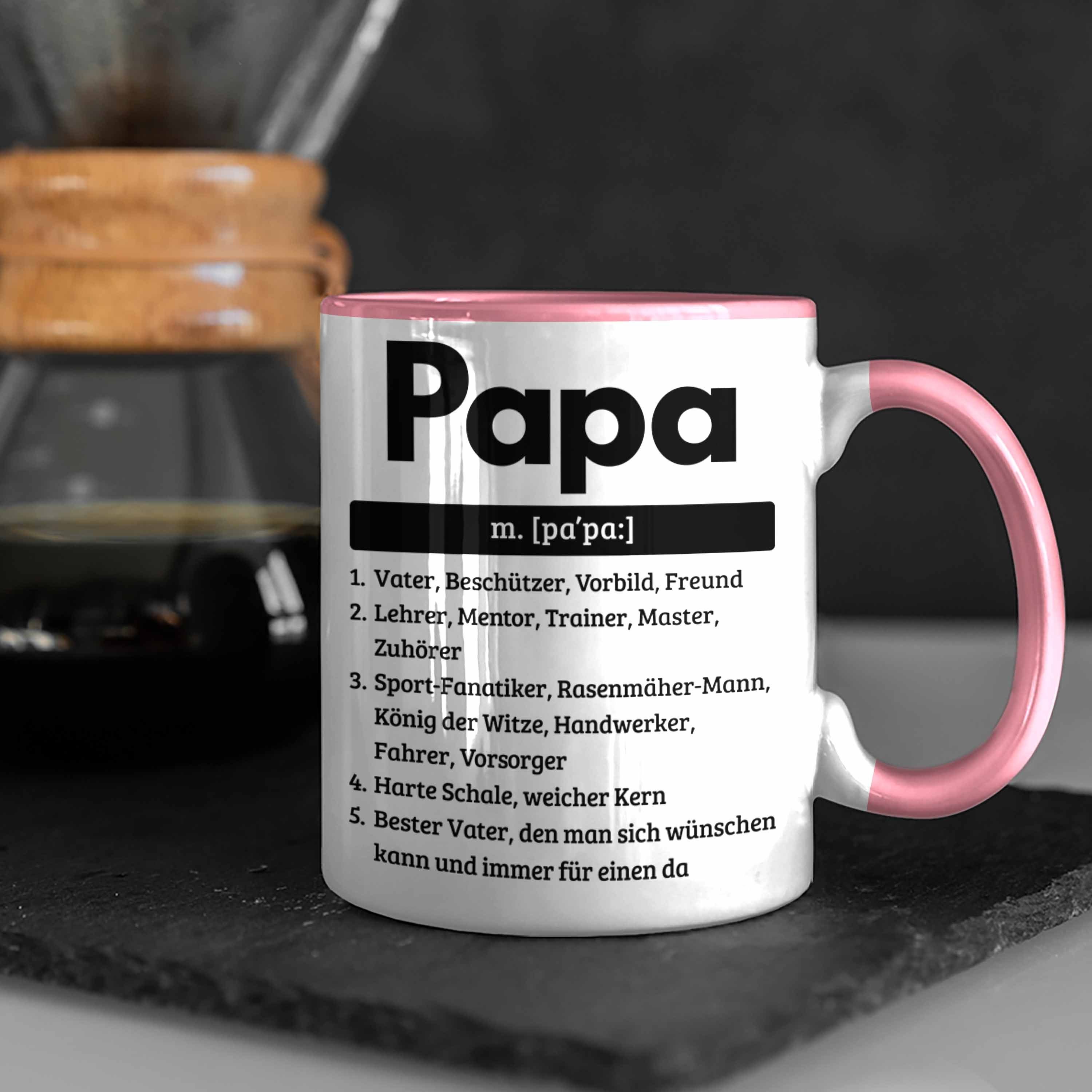 Trendation Tasse Vatertag Definition Tasse für Spruch Rosa Geschenk Geschenkidee für Pa Papa