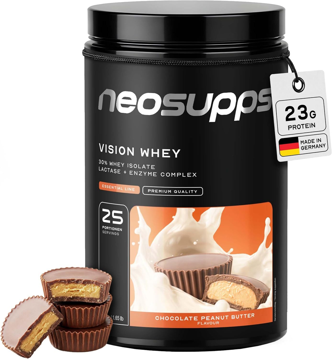 Neosupps Whey Protein Pulver Chocolate Peanut Butter 750g, Proteinpulver Pulver, 750 g, Protein zum Muskelaufbau mit geprüfter Qualität, Made in Germany