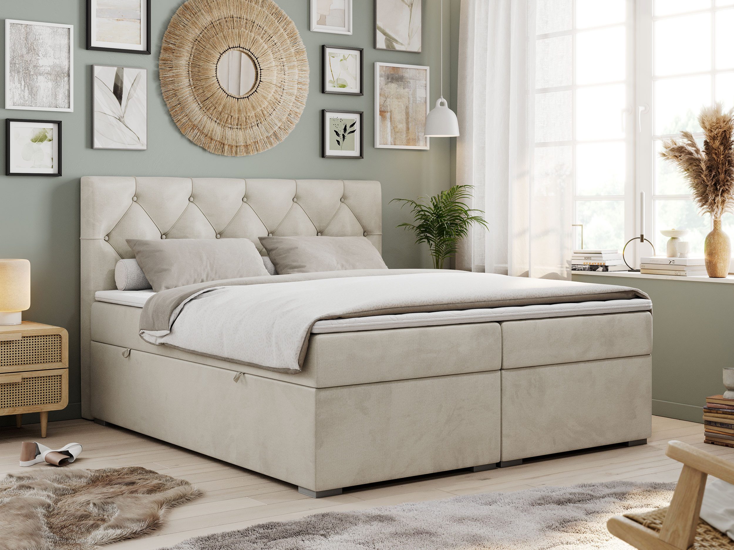 MKS MÖBEL Boxspringbett ALDA (Set, Packung, T30-Schaum, zwei Bettkästen, ge günstig online kaufen