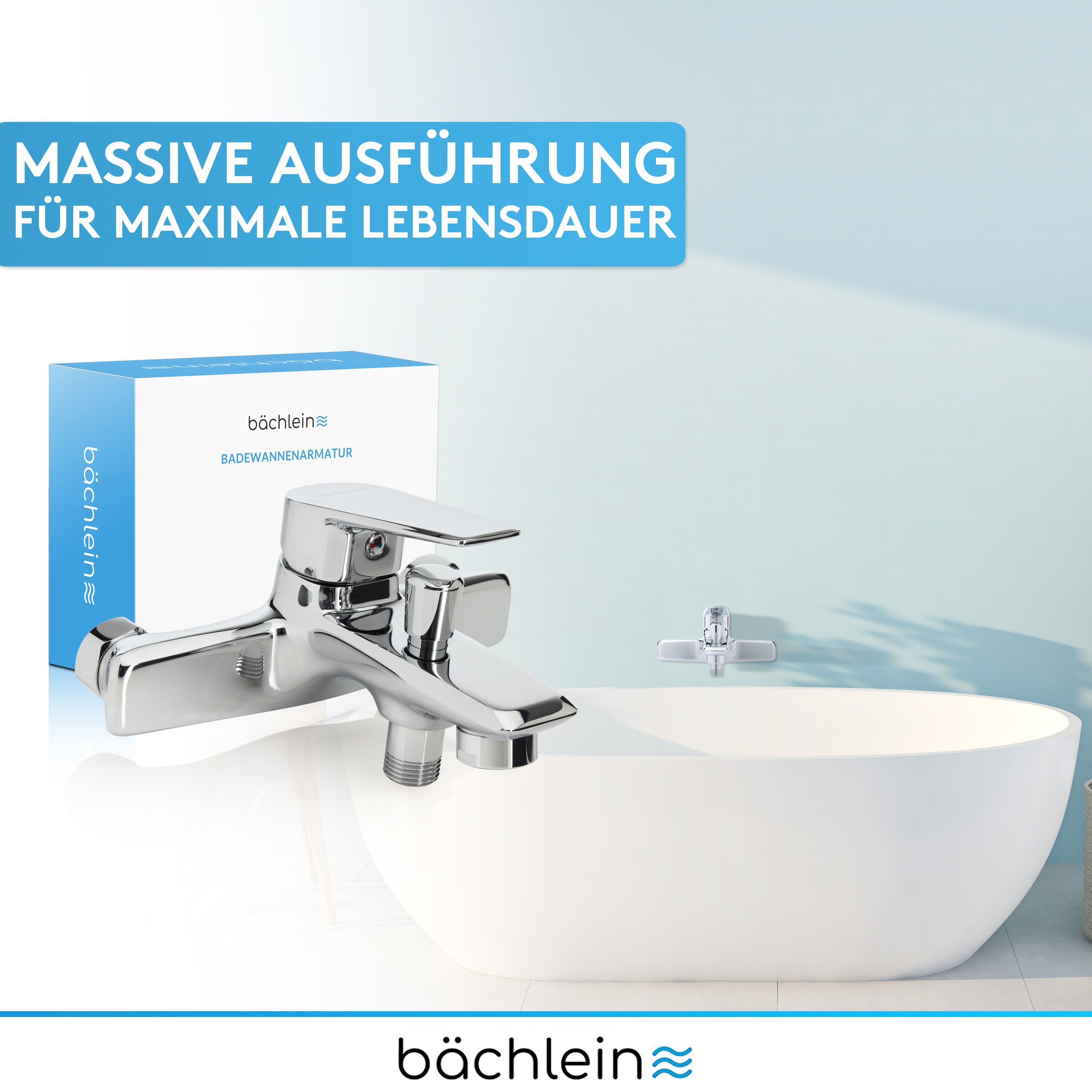 Bächlein Badewannenarmatur Orlias In Chrom – Komplettset Mit Allem Zubehör