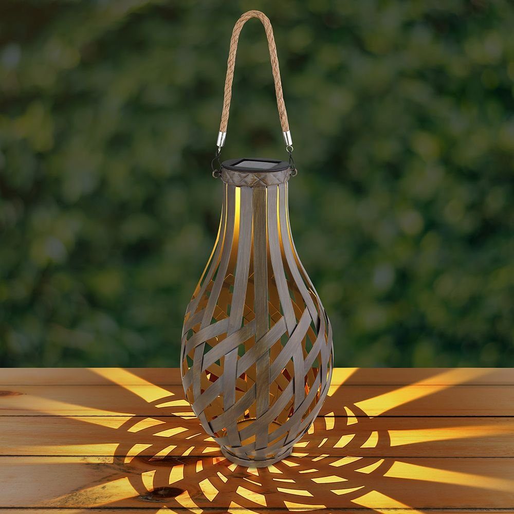 Hängeleuchte, Garten Solarlaterne Bambus Solarlampen