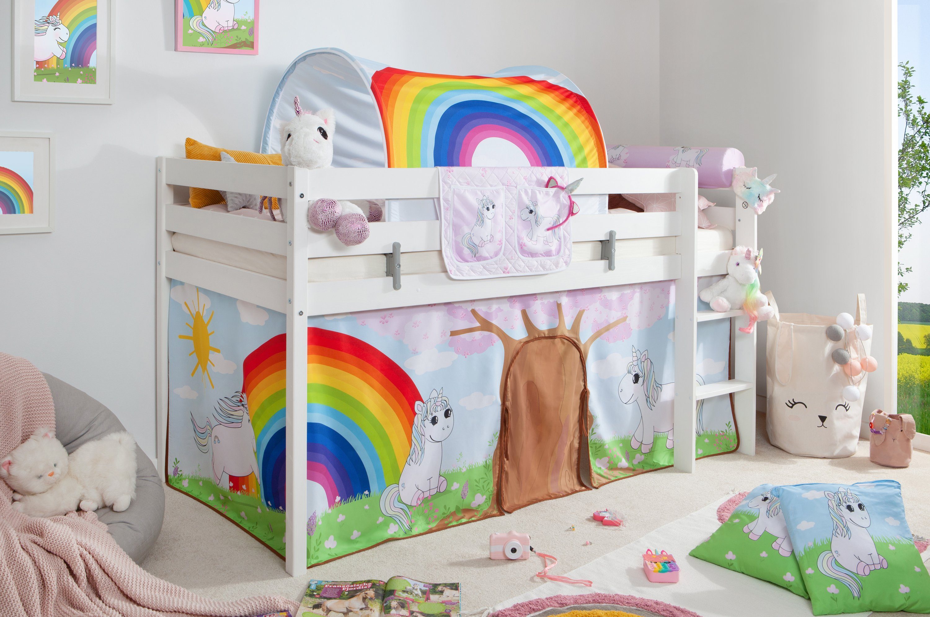 Ticaa Hochbett Hochbett "Einhorn Rainbow" inkl. günstig online kaufen