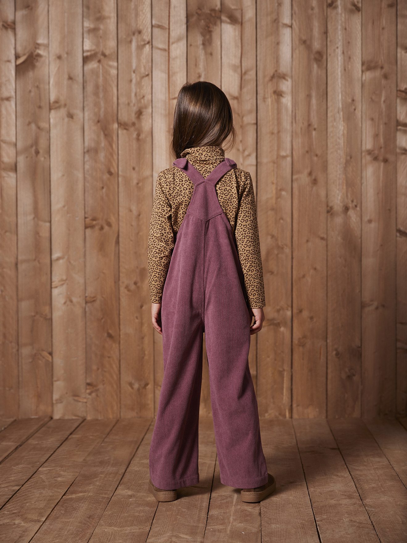 vertbaudet Jumpsuit Mädchen Samt-Latzhose mit weitem Bein