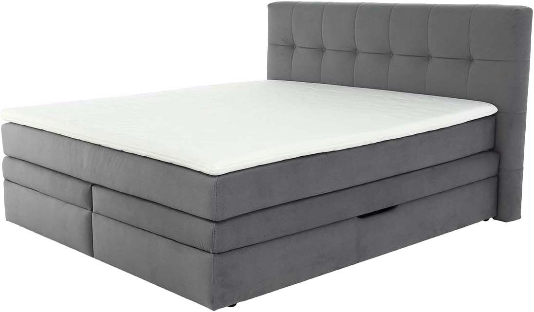 Jockenhöfer Gruppe Boxspringbett AMY in Samt, erhältlich in der Breite 180cm, mit Bettkasten und Kaltschaum-Topper