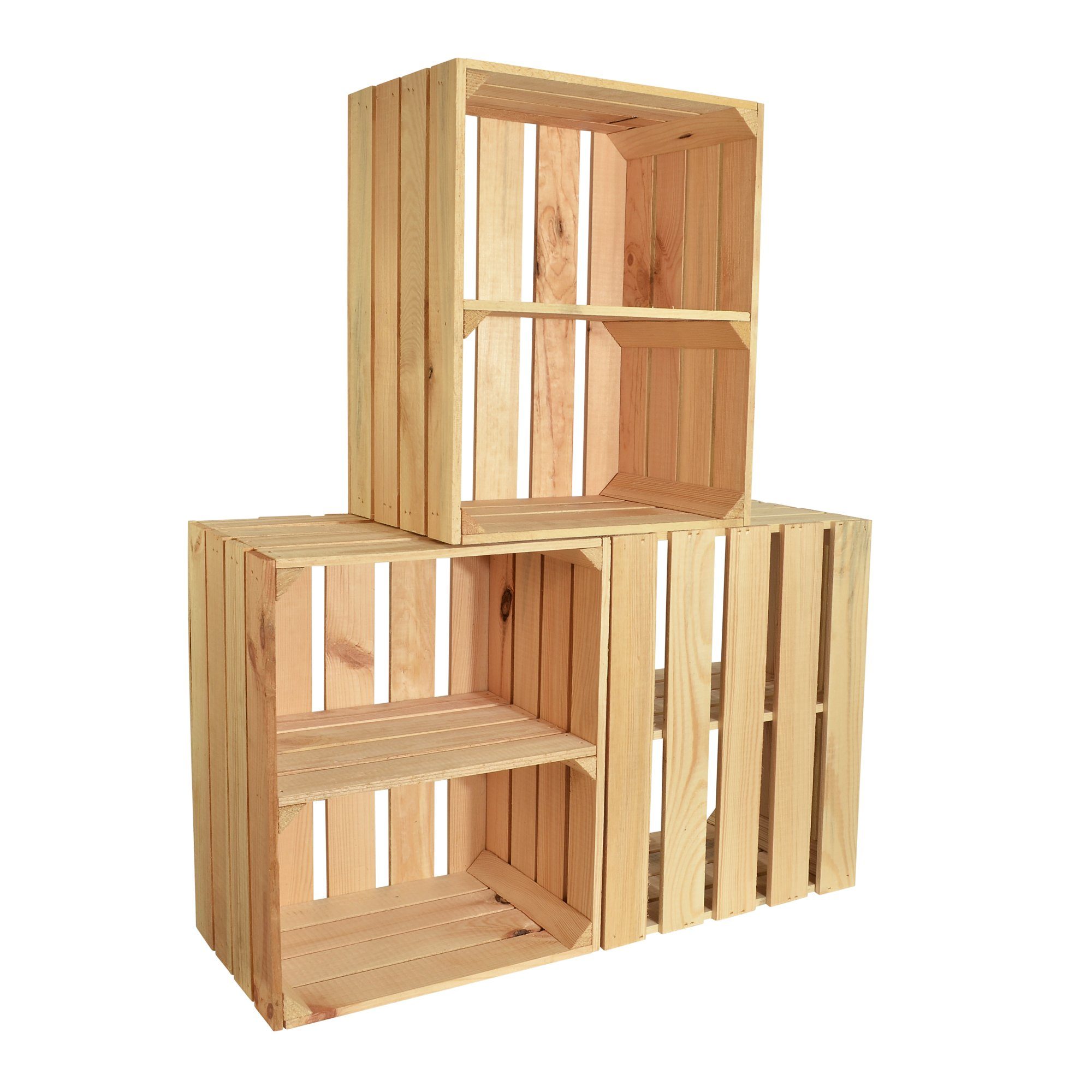 CHICCIE Holzkiste Noa Natur 50x40x30 - Obstkiste Weinkisten Holzkisten (3 St)