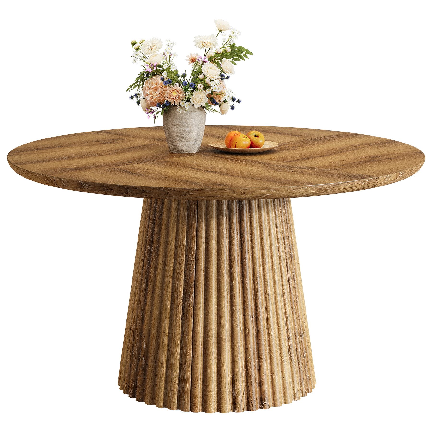 Tribesigns Esstisch 120 cm Runder Esszimmertisch für 4-6, Küchentisch im Landhausstil