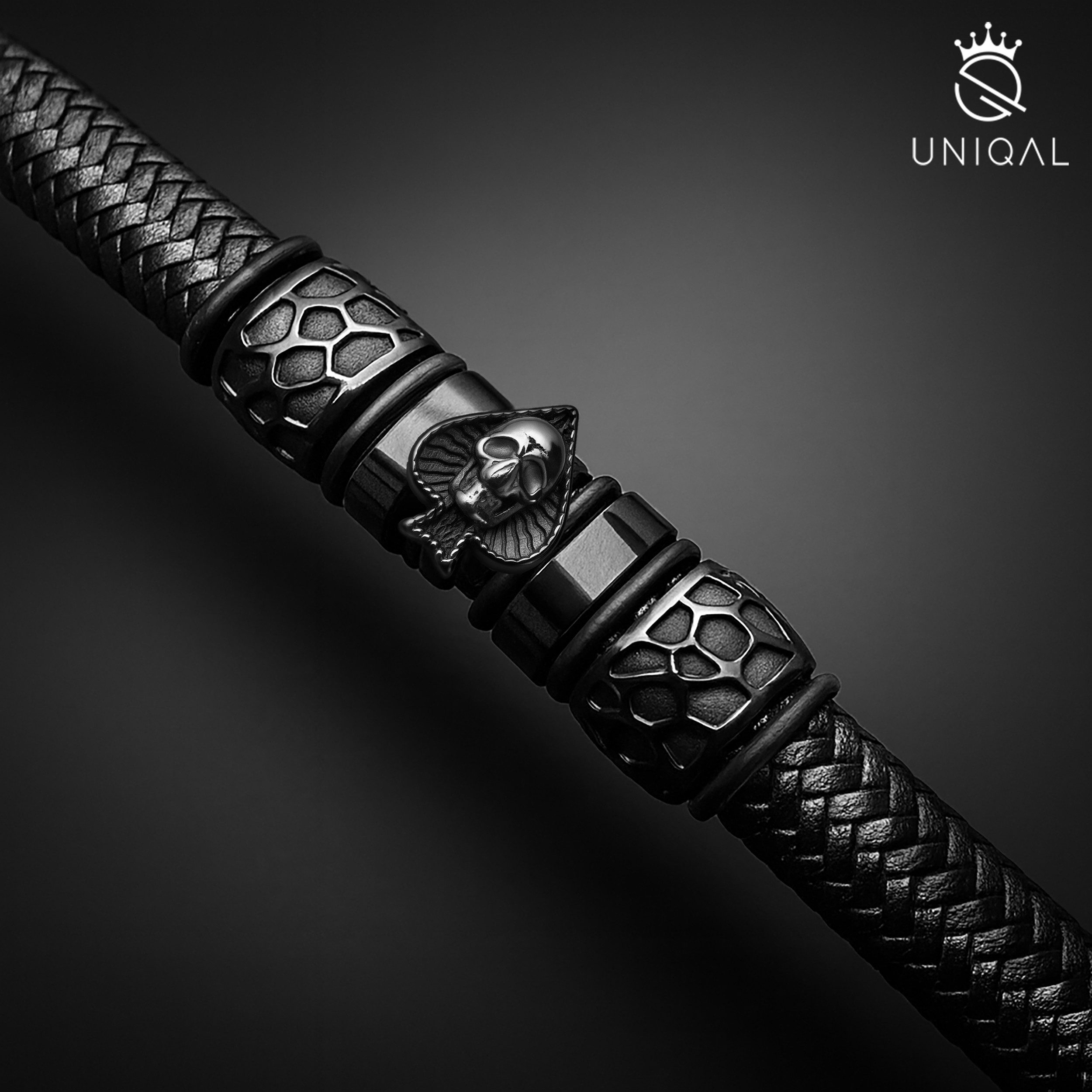 UNIQAL.de Lederarmband Herren Skull „ACE OF SPADES“ – Echtleder, Totenkopf, günstig online kaufen