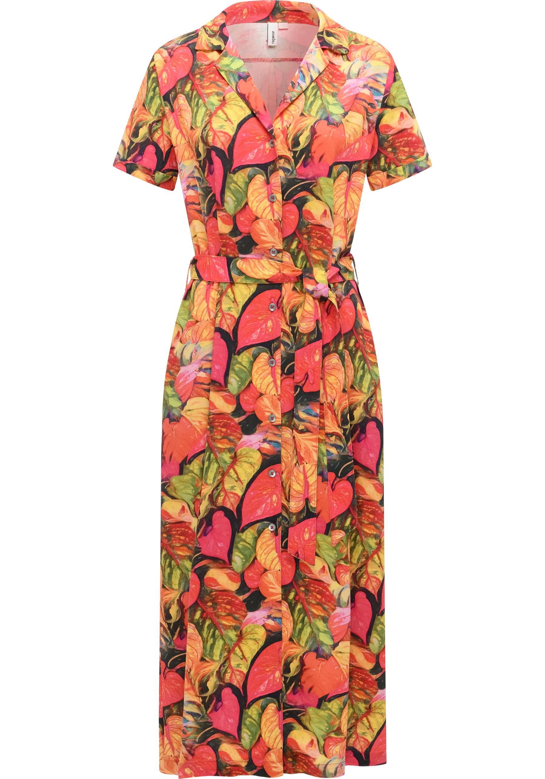 Ragwear Sommerkleid Sawira Long Print Gemustertes Midikleid mit Knopfleiste