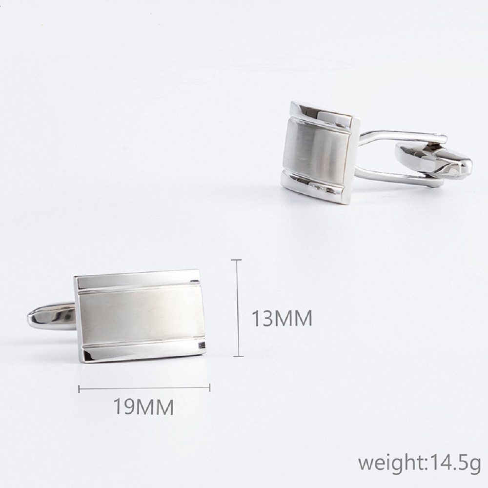 RAIKOU Manschettenknöpfe Gestreifte Edelstahl mit 925 Silber-Einlage (glänzend) (Set), 925er Silber-Einlage