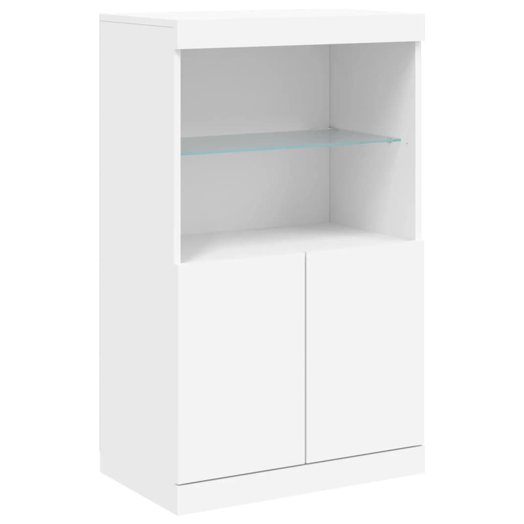 vidaXL Sideboard NA Sideboard mit LED Leuchten Weiß 60,5x37x100 cm Glas Vitrine