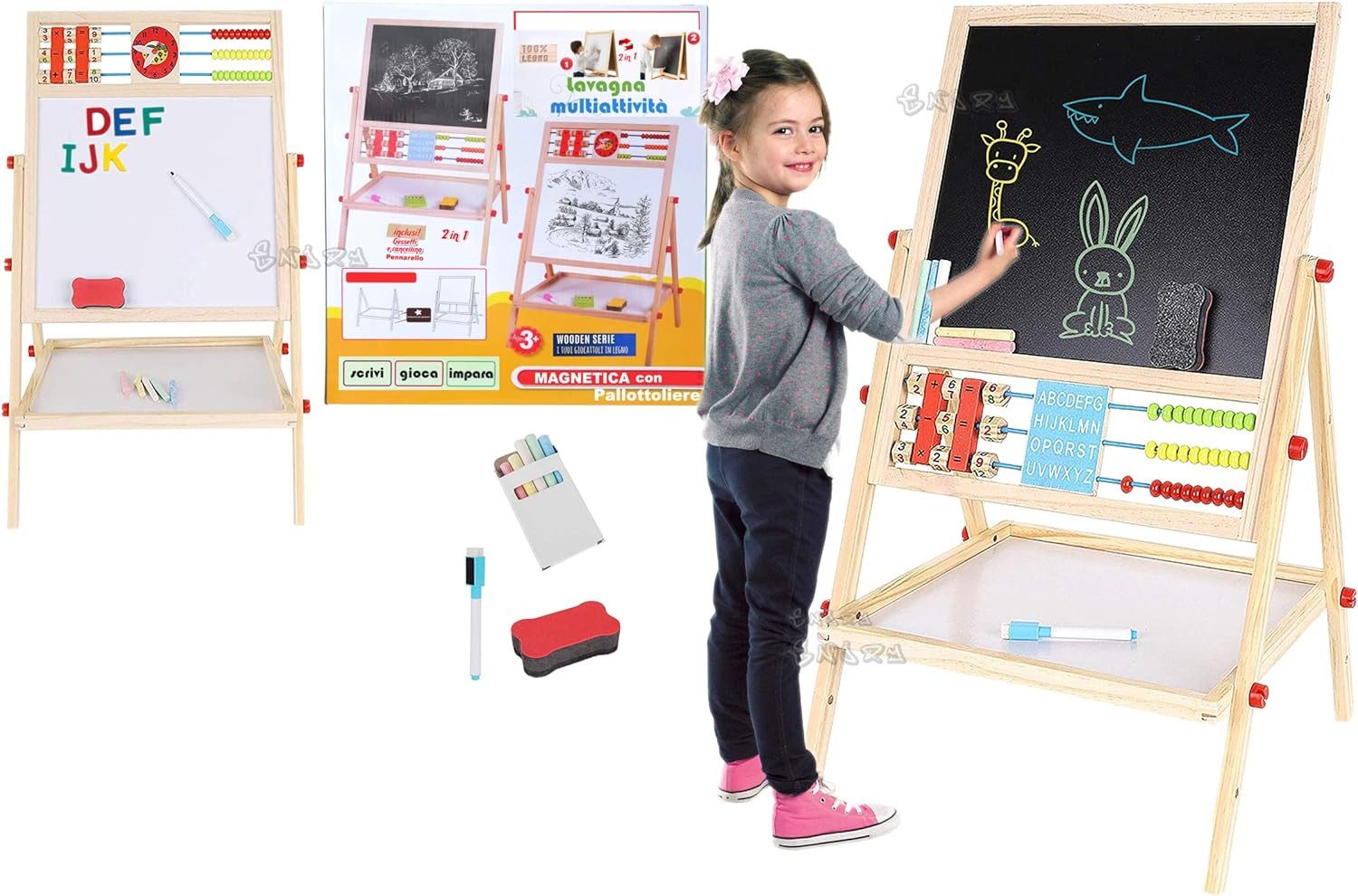 KRUZZEL Standtafel Faltbare Kindertafel Doppelseitig Kreidetafel günstig online kaufen