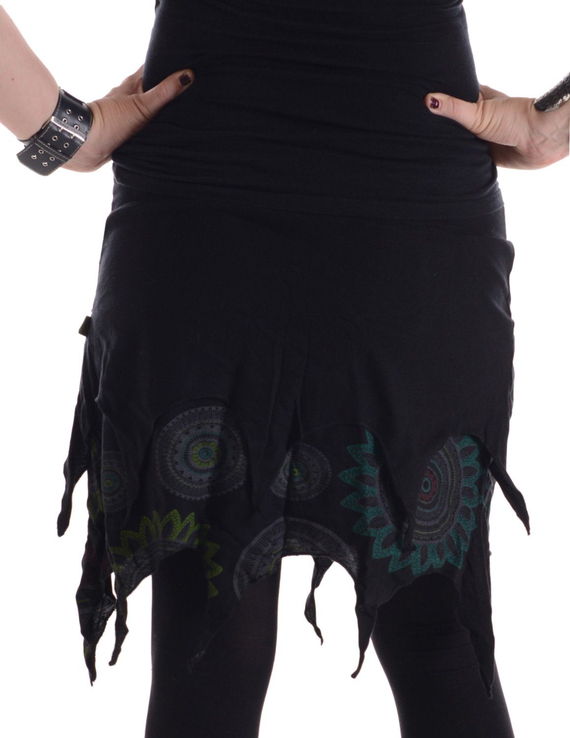 Vishes Zipfelrock Lagenlook Minirock aus Baumwolle Blumen bedruckt Goa, Hip günstig online kaufen