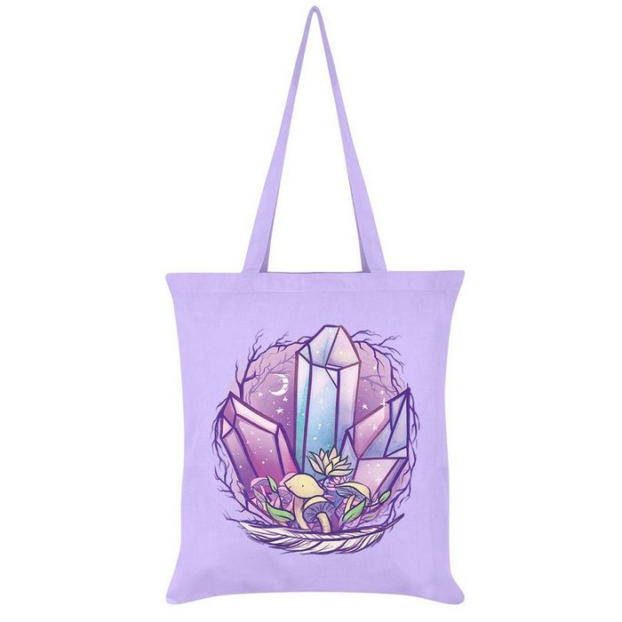 Grindstore Umhängetasche Magische Stofftasche in violett Mystical Kristalle