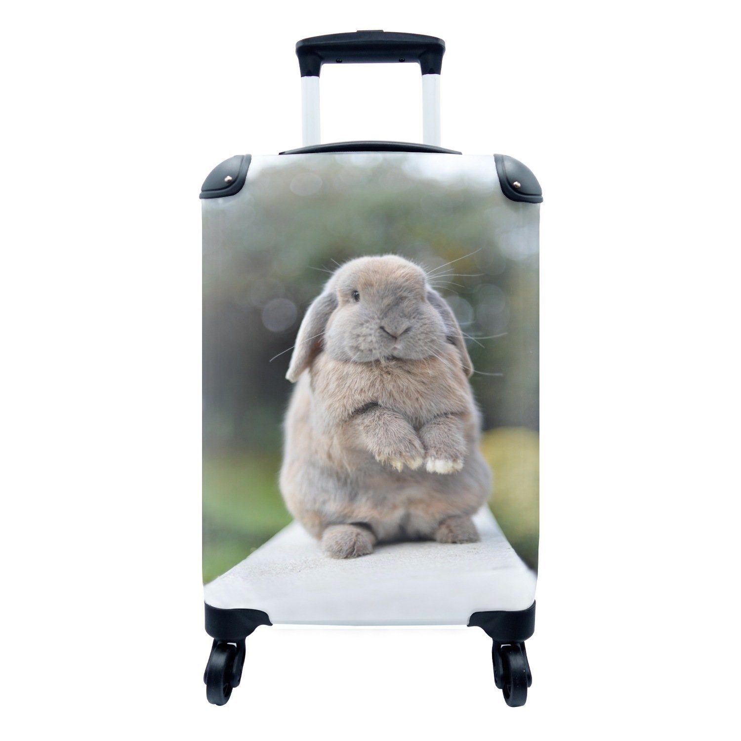 MuchoWow Handgepäckkoffer Kaninchen rollen, für Rollen, Handgepäck mit Trolley, Tiere, - 4 Jung Reisetasche - Reisekoffer Ferien