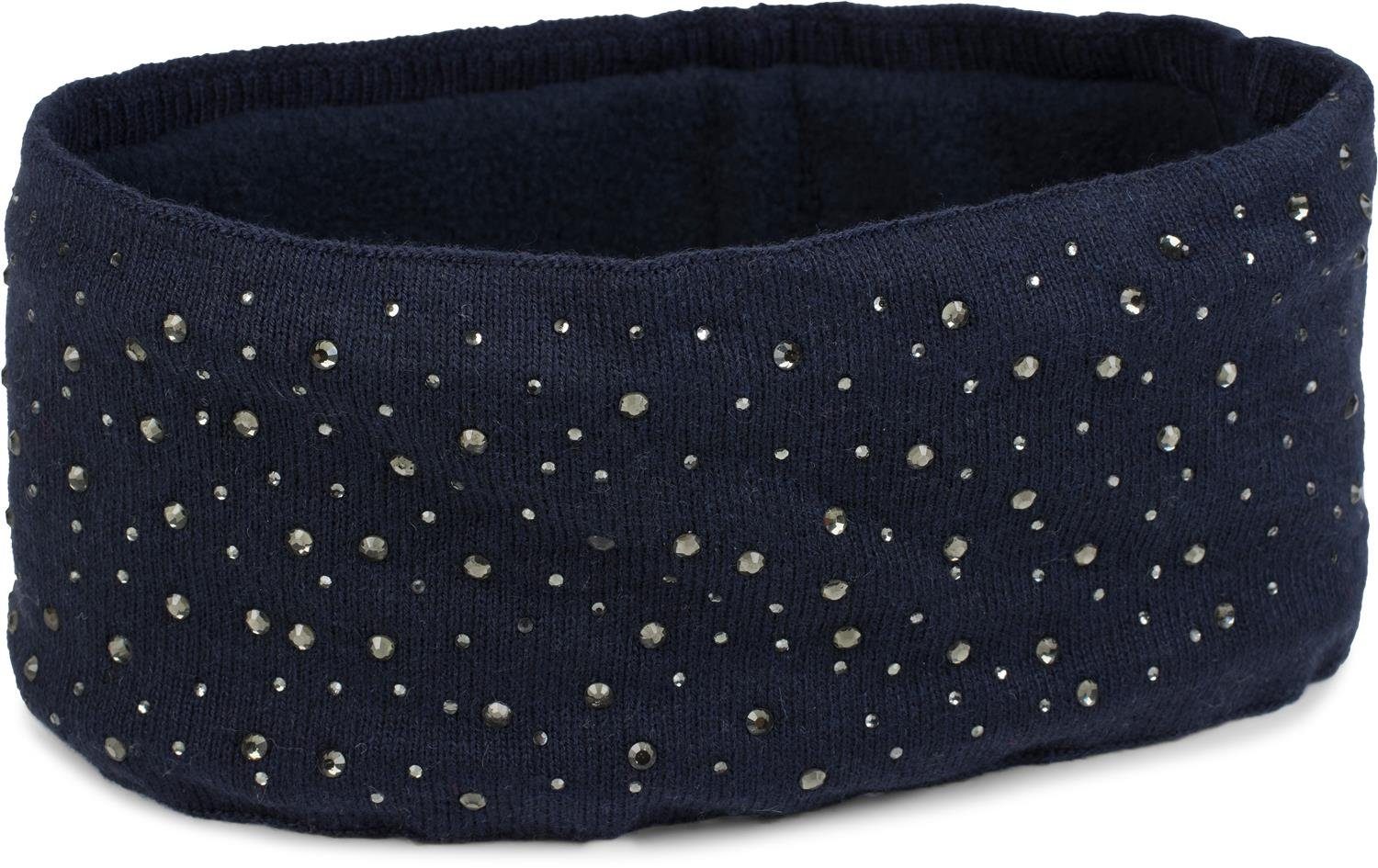 styleBREAKER Stirnband (1-St) Feinstrick Stirnband mit Strass Dunkelblau