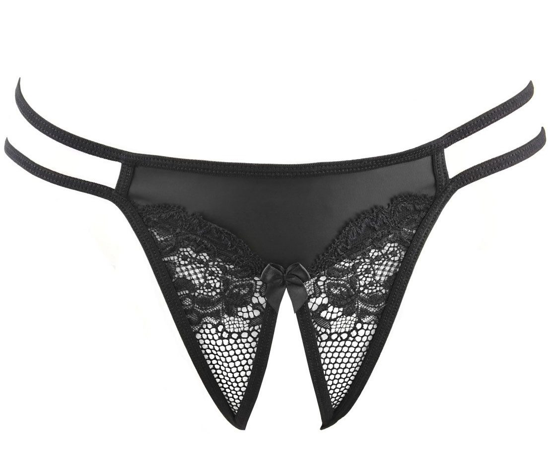 Axami String-Ouvert mit feiner Spitze, dekoratives Schleifchen