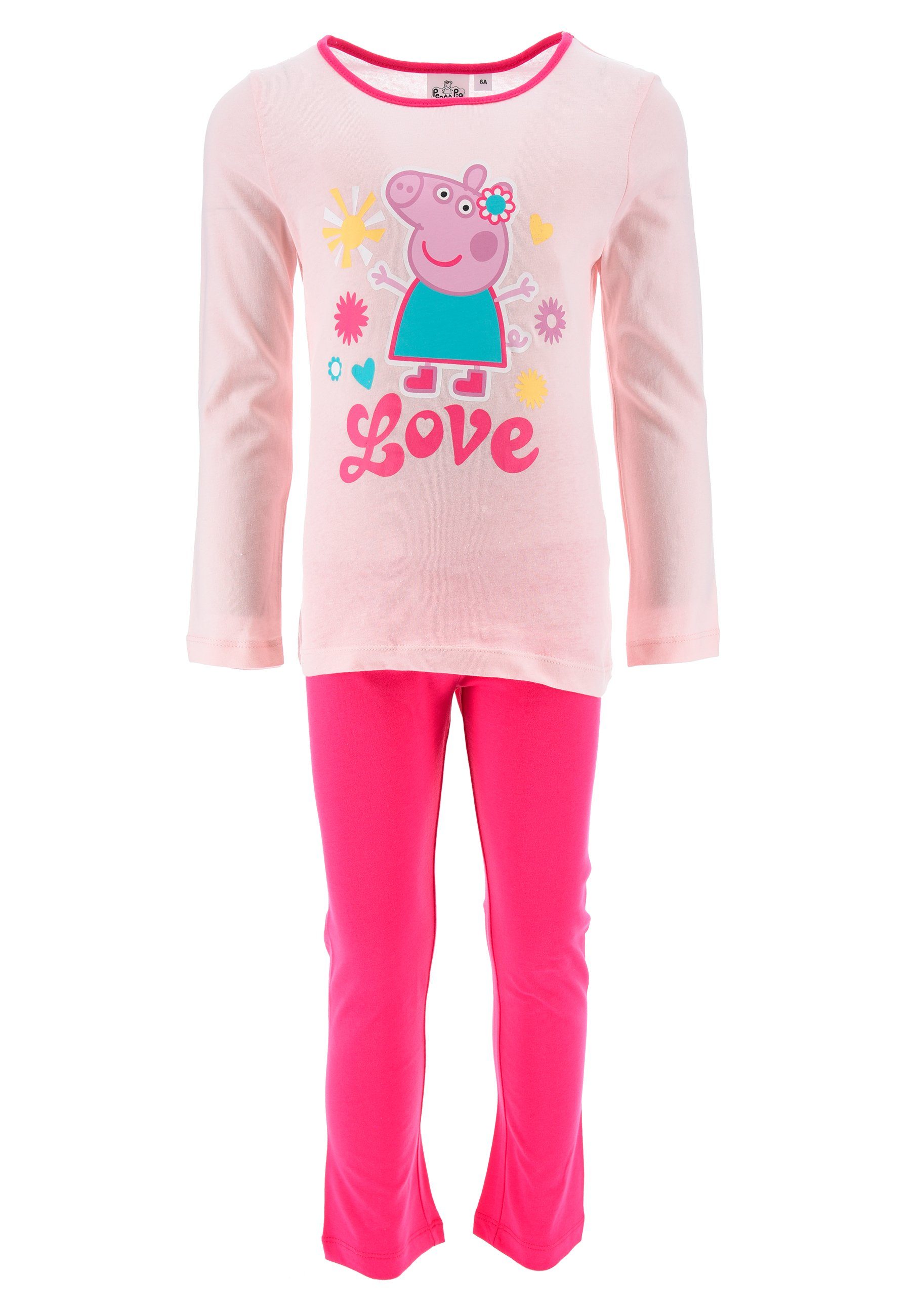 Peppa Pig Schlafanzug Peppa Wutz Mädchen Schlafanzug Pyjama Langarm Shirt + Schlaf-Hose (2 tlg)