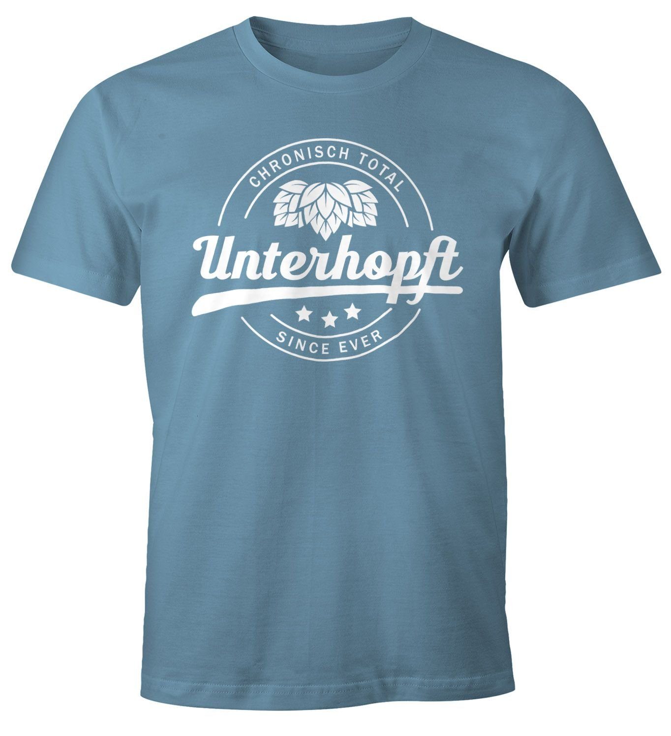 MoonWorks Print-Shirt Chronisch Unterhopft Total Herren T-Shirt Since Ever Fun-Shirt Moonworks® mit Print blau