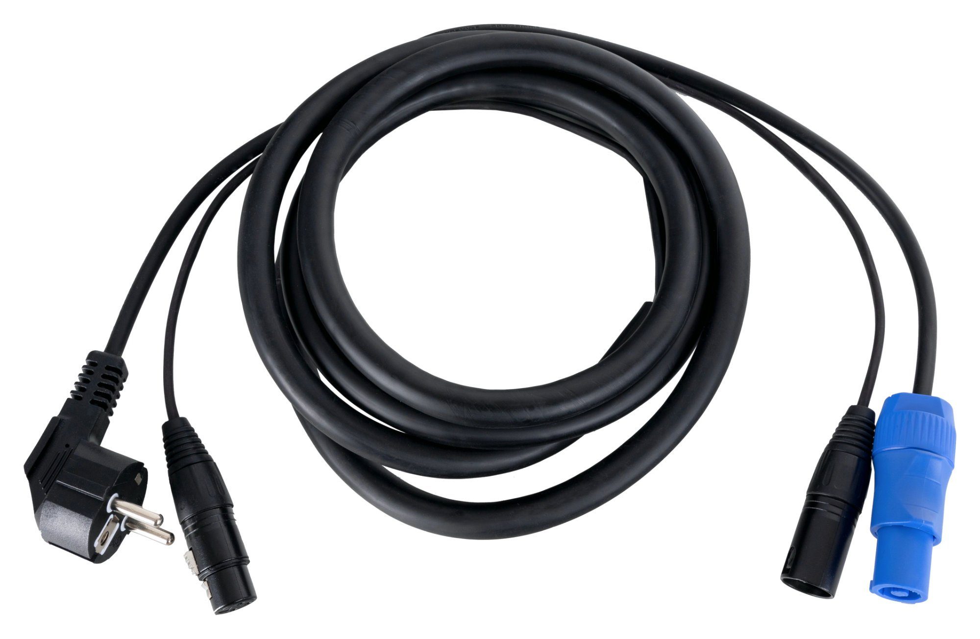 Pronomic Pronomic Stage EUPPX-2.5 Hybridkabel Euro/Powerplug/XLR Audio-Kabel, Schuko/Powercon, XLR (250 cm), Kombi-Kabel für Stromversorgung und Audiosignal