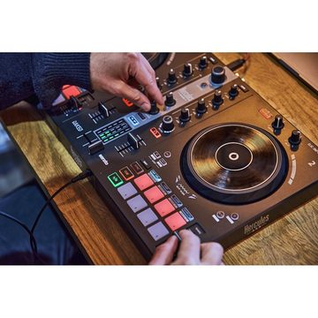 HERCULES DJ Controller Inpulse 300 MK2 mit DJMonitor 32 Boxen und Mikrofasertuch