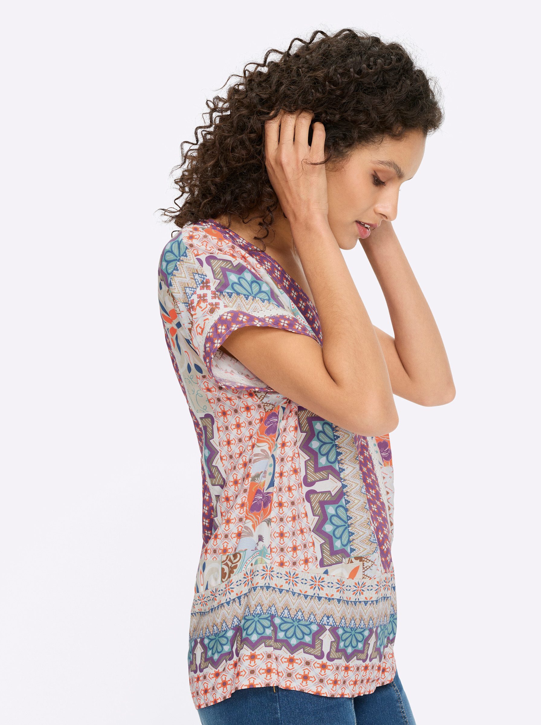 heine Klassische Bluse Druckbluse Kurzarm