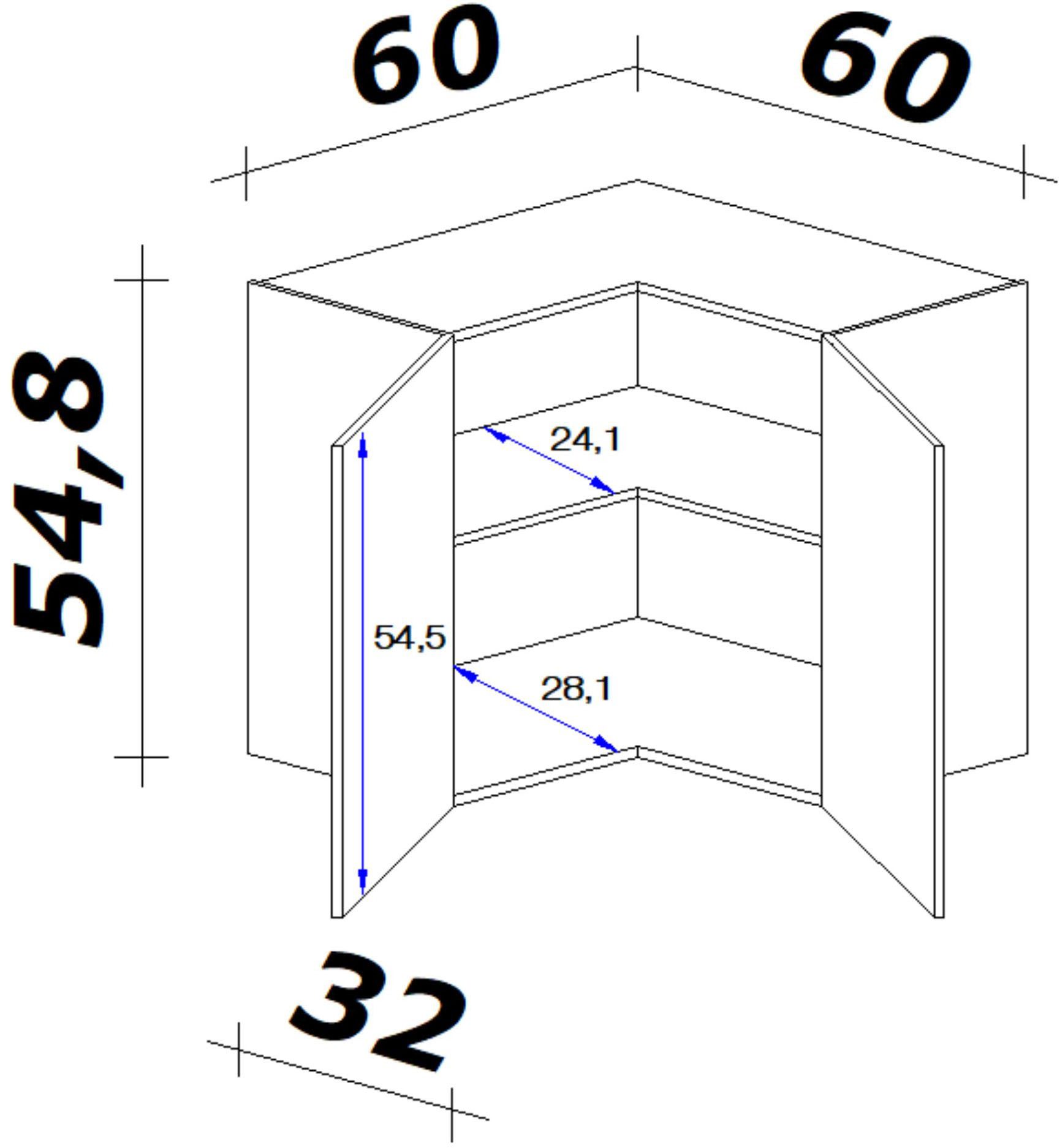 Flex-Well Eckhängeschrank Lund (B x H x T) 60 x 54,8 x 32 cm, individuell kombinierbar – Bild 5 von 5