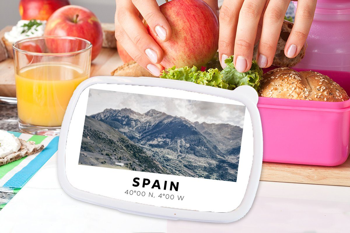 Brotdose für Brotbox Erwachsene, - Kinder, Mädchen, Spanien Grün Kunststoff (2-tlg), - Kunststoff, Europa, Snackbox, rosa MuchoWow Lunchbox