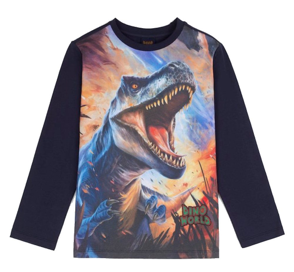 Dino World Langarmshirt Dino World Dinosaurier T-Rex Langarmshirt navy blazer (1-tlg)