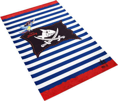Kinderteppich SH-310, Capt`n Sharky, rechteckig, Höhe: 6 mm, bedruckter Stoff, gestreift, Motiv Piratenflagge, weiche Microfaser