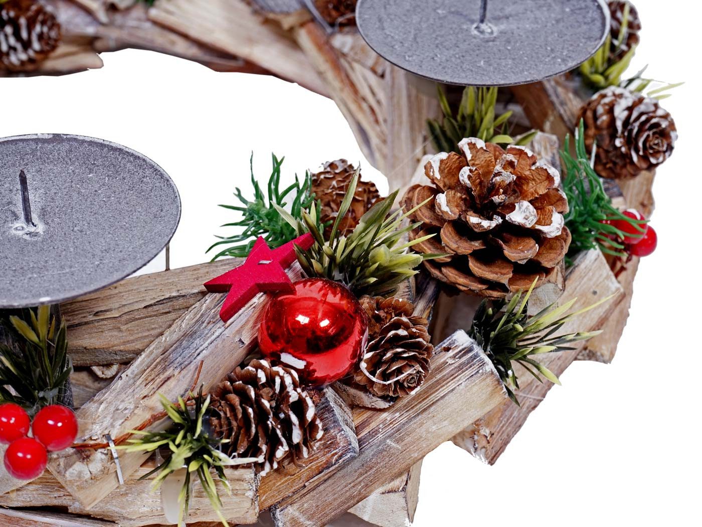 PROREGAL® Adventskranz Adventsgesteck 12x33x33cm Holz rund Durchmesser 33cm
