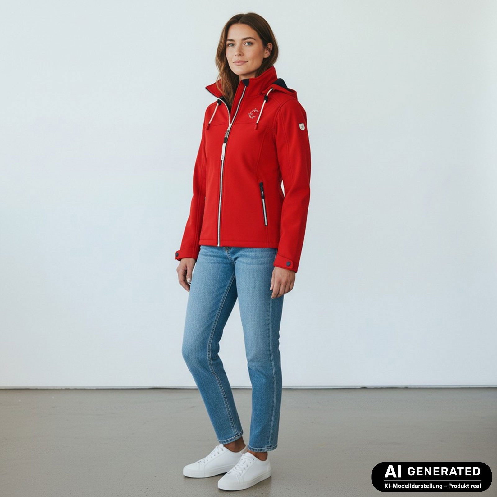 Dry Fashion Softshelljacke Zingst Damen Jacke Softshell Fleece-Futter - Übergangsjacke Outdoor Atmungsaktiv, Verstellbare & abnehmbare Kapuze, 2-Wege-Reißverschluss