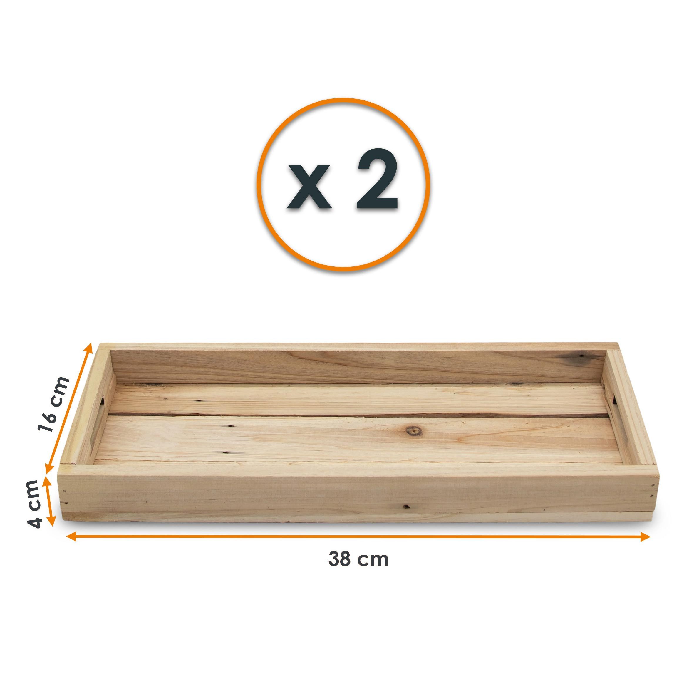 Spetebo Kerzentablett Holz Kerzentablett natur mit Rand 2er Set - 38 x 16 cm (Anzahl, 2 St., Holztablett), Naturprodukt