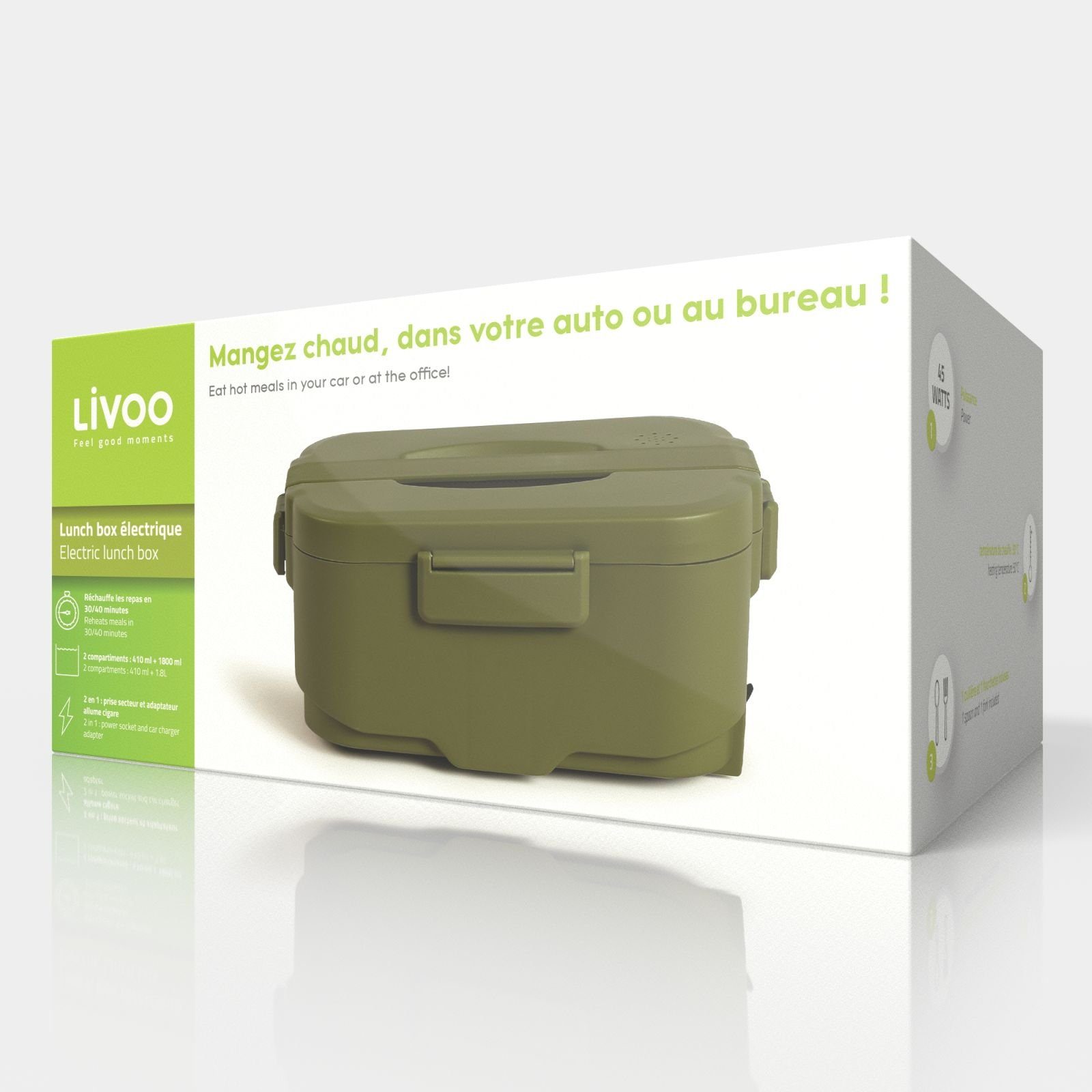 Fächer Autoadapter LIVOO mit tragbar Lunchbox-Set zwei LIVOO Tourenrucksack elektrisch