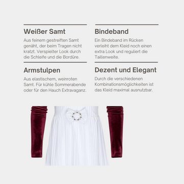 Berlinsel Partykleid Mädchen Abendkleid Festtagskleid Samtkleid 2 in 1 mit Armstulpen weiß für festliche Anlässe wie Geburtstag, Hochzeit, Weihnachtsfest