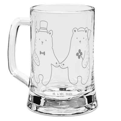 Mr. & Mrs. Panda Bierkrug Bär Heirat - Transparent - Geschenk, Bierkrug Glas, Teddy, Vatertag, Premium Glas