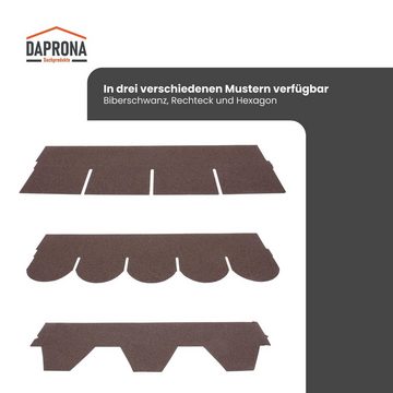 DAPRONA Dachschindeln Dachschindeln Rechteck 1m x 32cm, Braun, (20-St), Bitumenschindeln für Gartenhaus, Carport