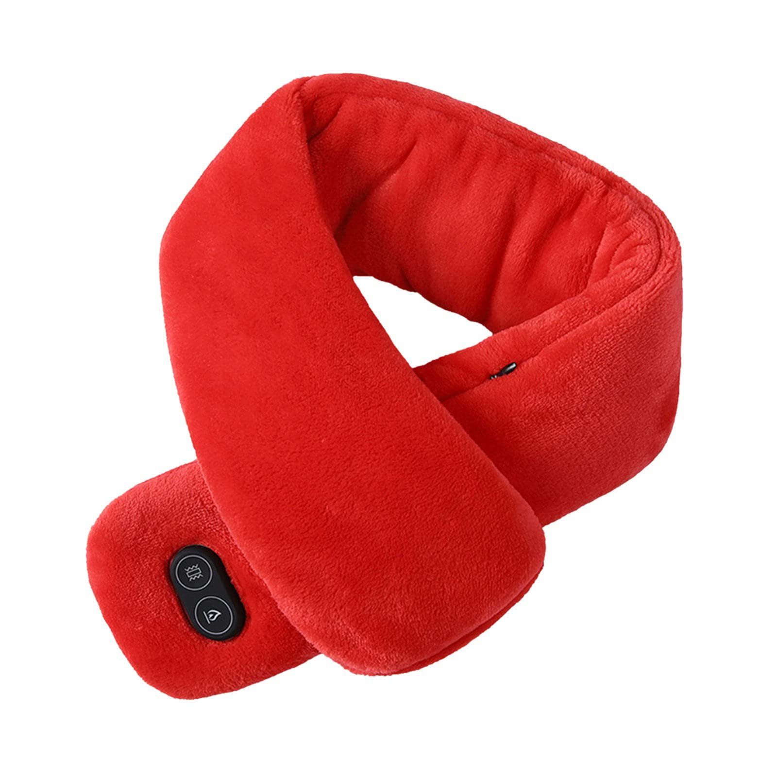 Schal,Dreistufige Halstuch, USB Temp-Einstellung Schal,Beheizter BTTO Nackenhörnchen Heizung Warmer Rot Schlauchschal,Beheizter