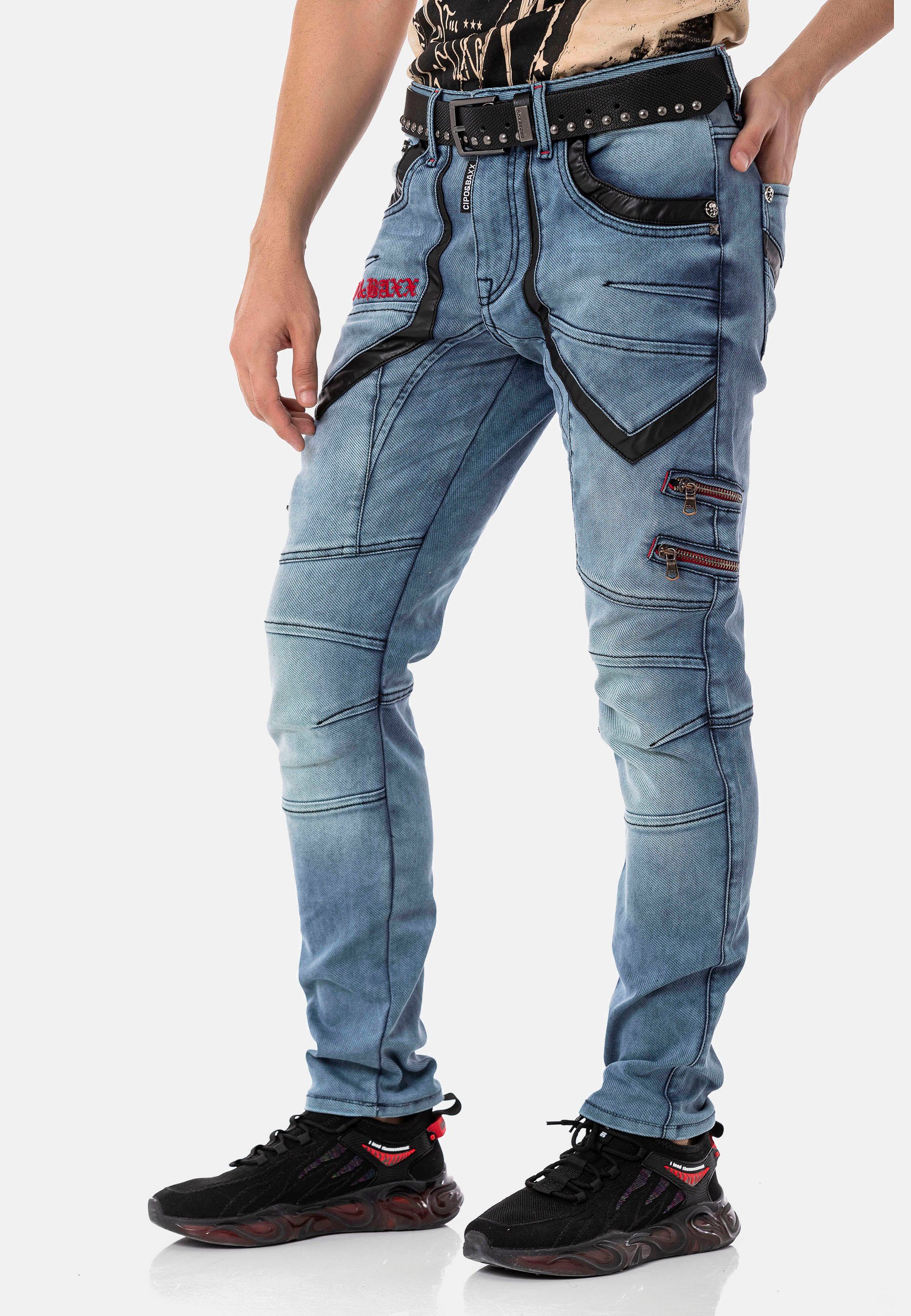 Cipo & Baxx Bequeme blau rockigen Design Jeans im