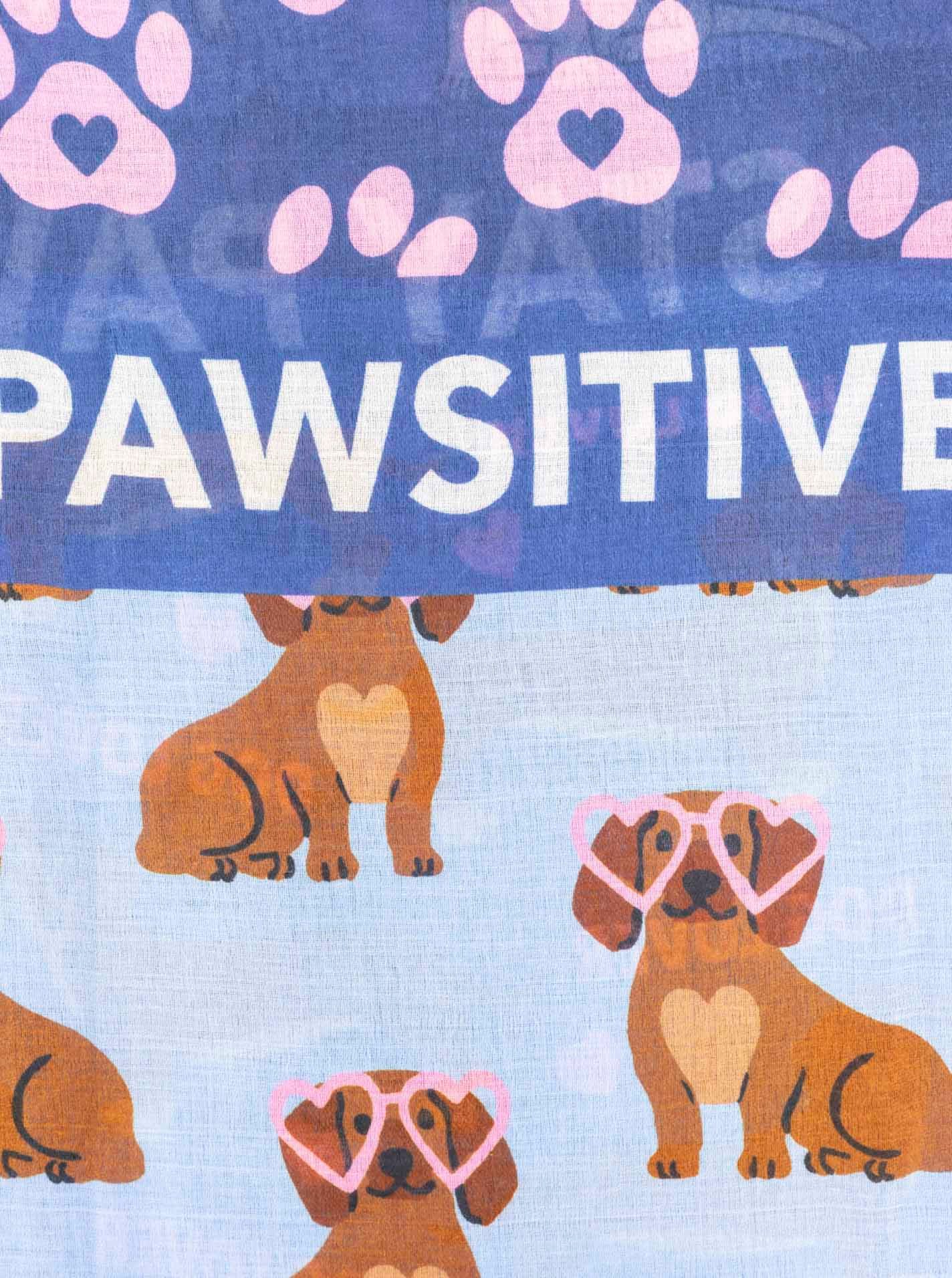 Zwillingsherz Schal "Pawsitive", Hundemuster, farbenfroh, transparent