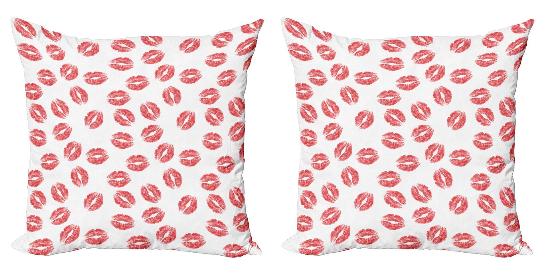 Kissenbezüge Modern Accent Doppelseitiger Digitaldruck, Abakuhaus (2 Stück), Feminin Red Lippenstifte Kuss Marks