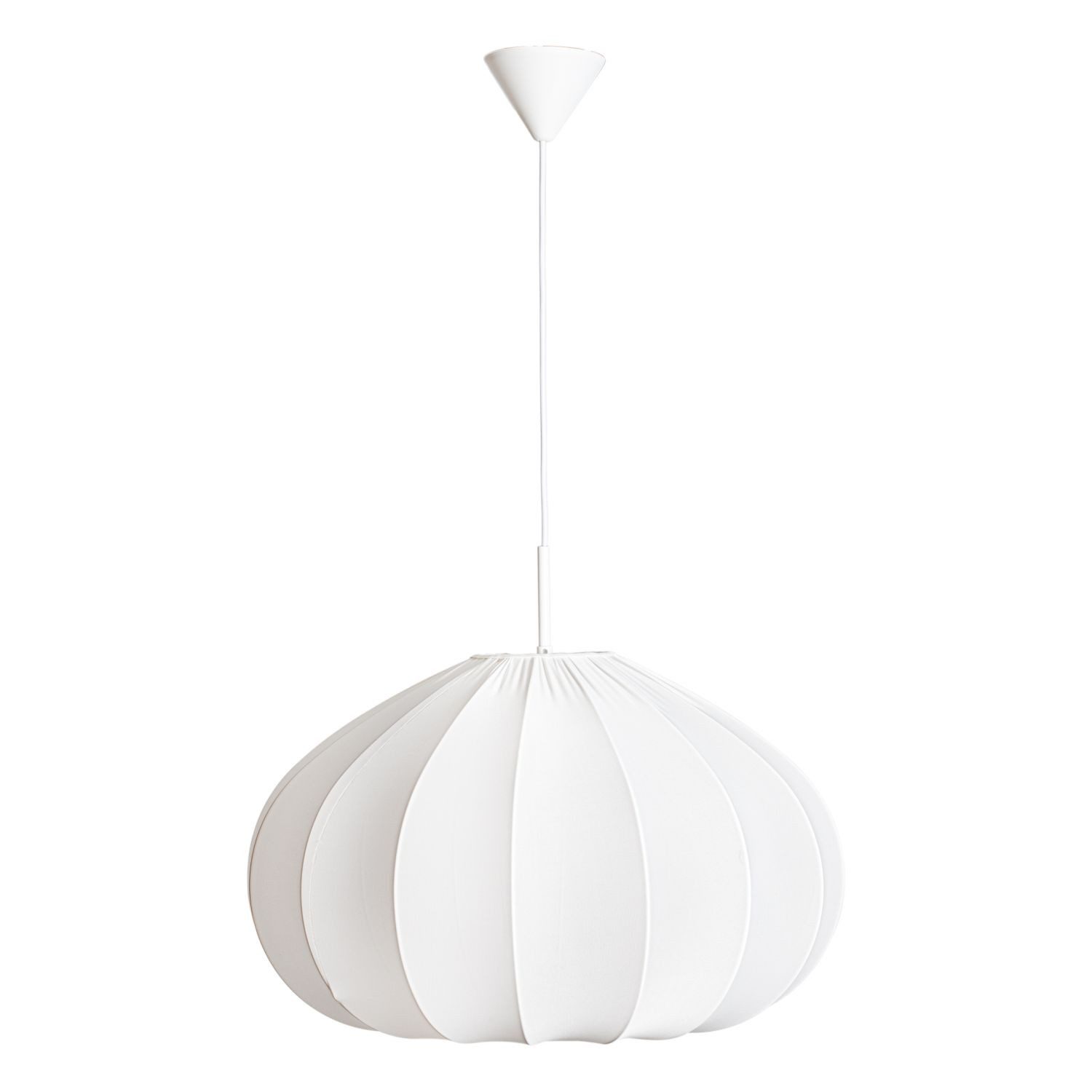 Licht-Erlebnisse Pendelleuchte KLAUS, ohne Leuchtmittel, Weiß Stoff Ø 60 cm Metall H: max. 120 cm verstellbar für E27 Modern