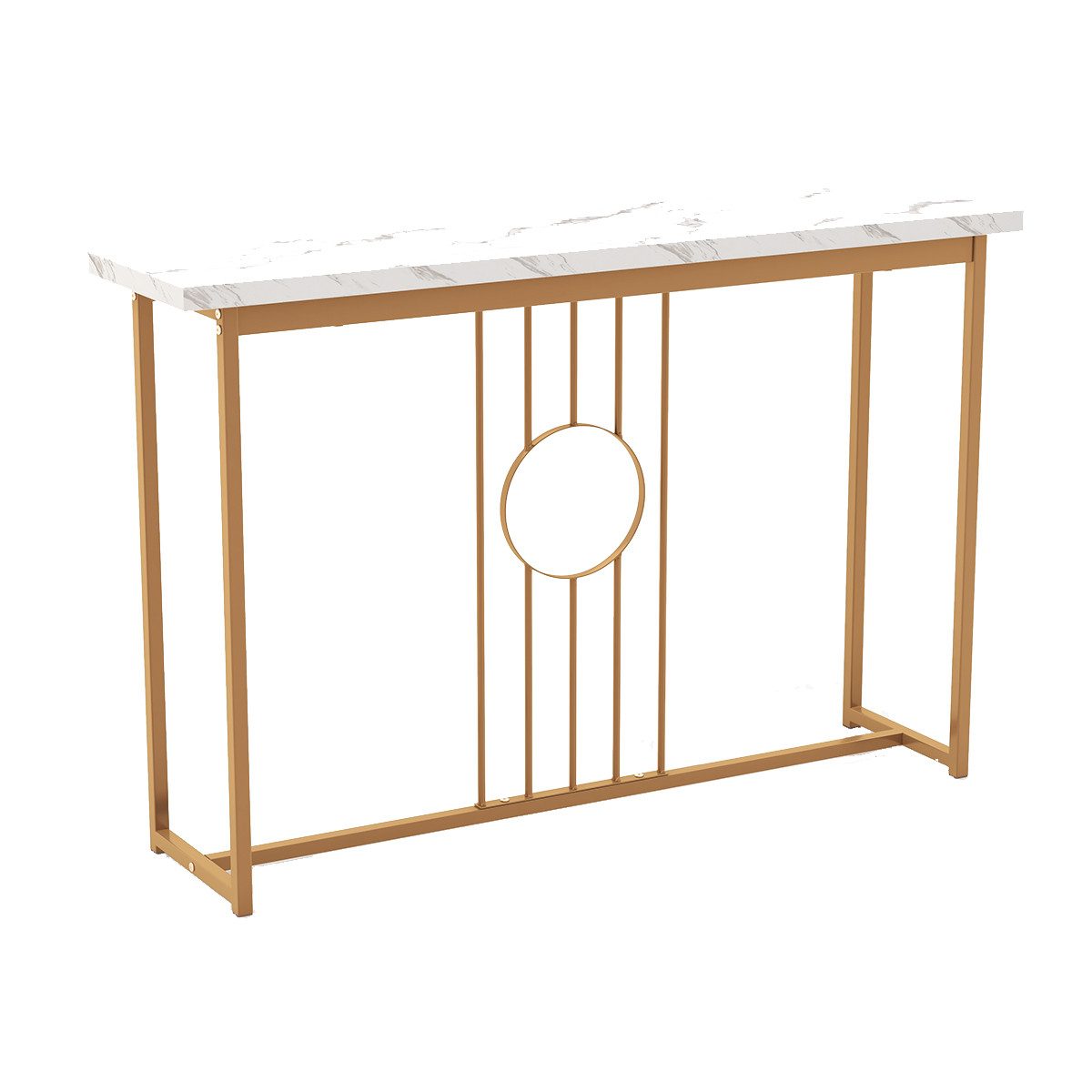 COSTWAY Konsolentisch, Mamor, schmal, Metallgestell, gold, günstig online kaufen