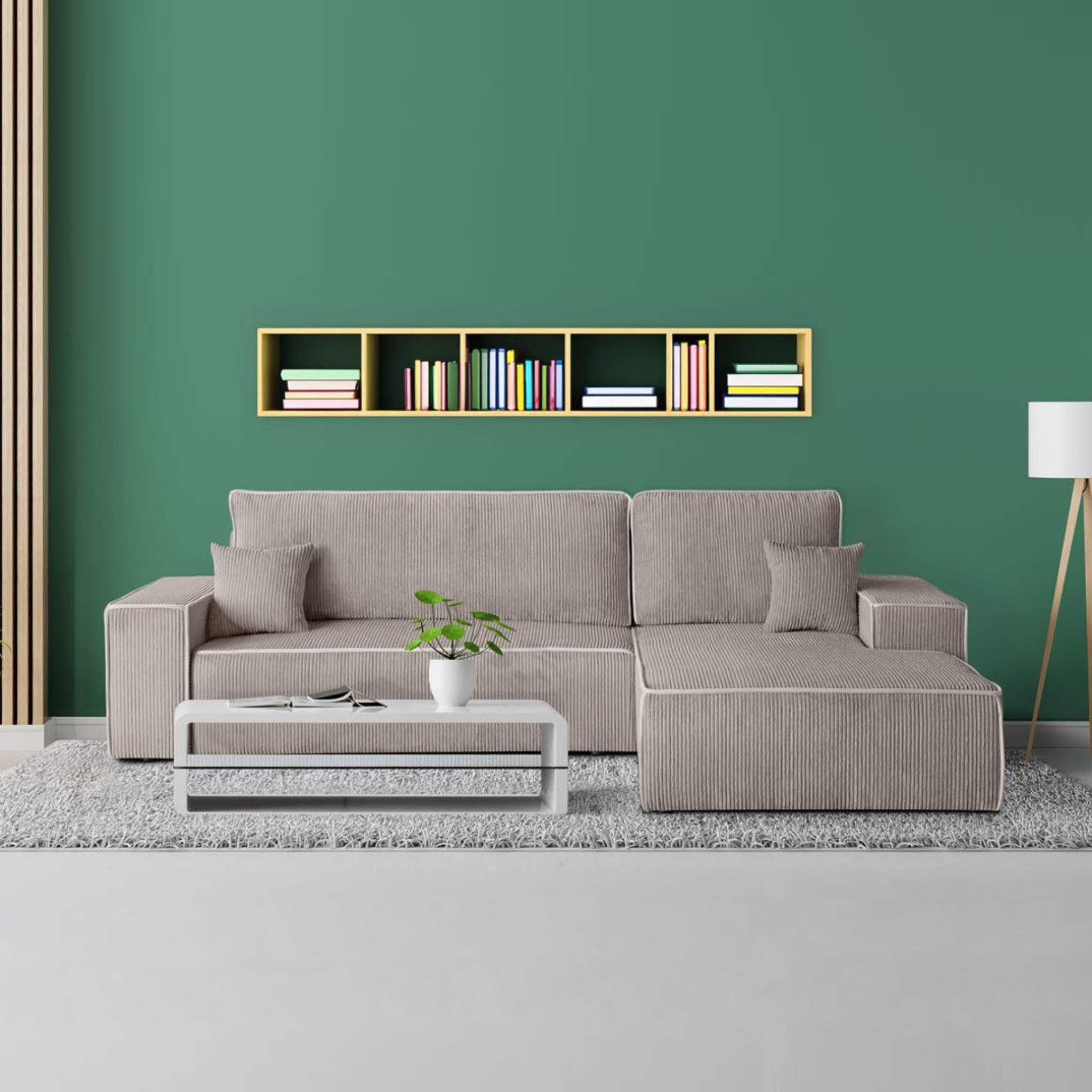 cm Bettkasten, Ecksofa (poso Corner Erni, modernes Schlaffunktion, Cappucino Schlafsofa 02) Polsterecke Sofa, L-Form im 275 stilvoll Beautysofa inkl. Stil,