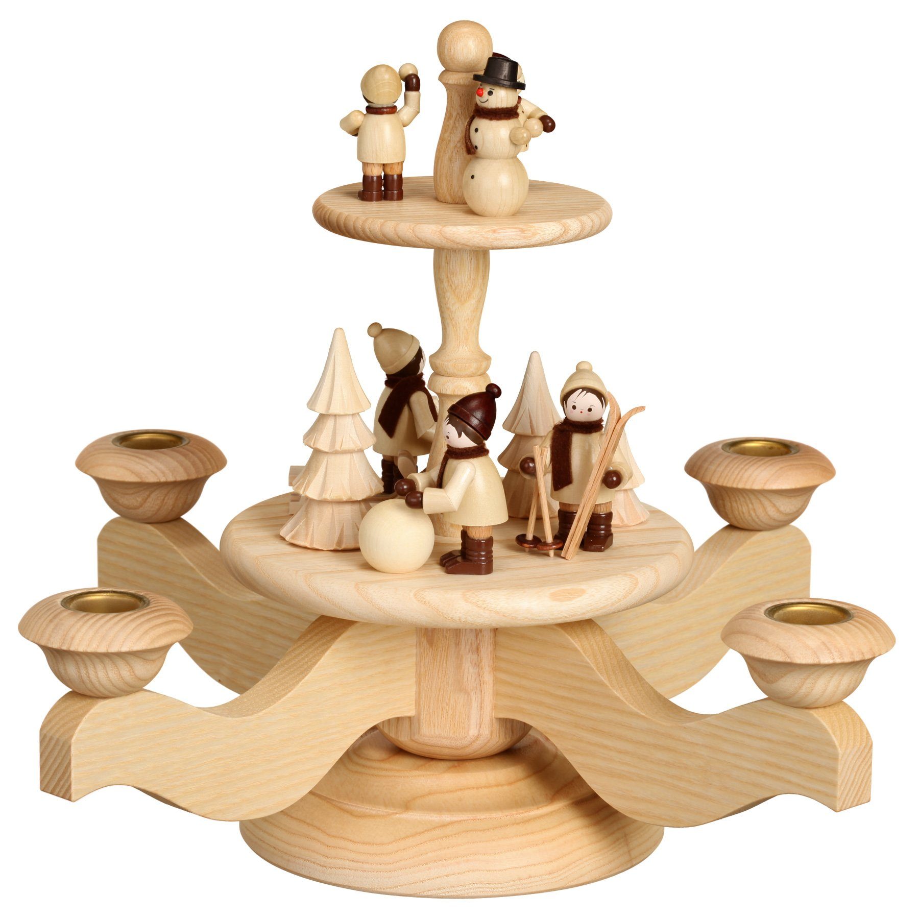 Volkskunstwerkstatt Unger Kerzenständer Adventsleuchter Winterfreude, 2-stöckig