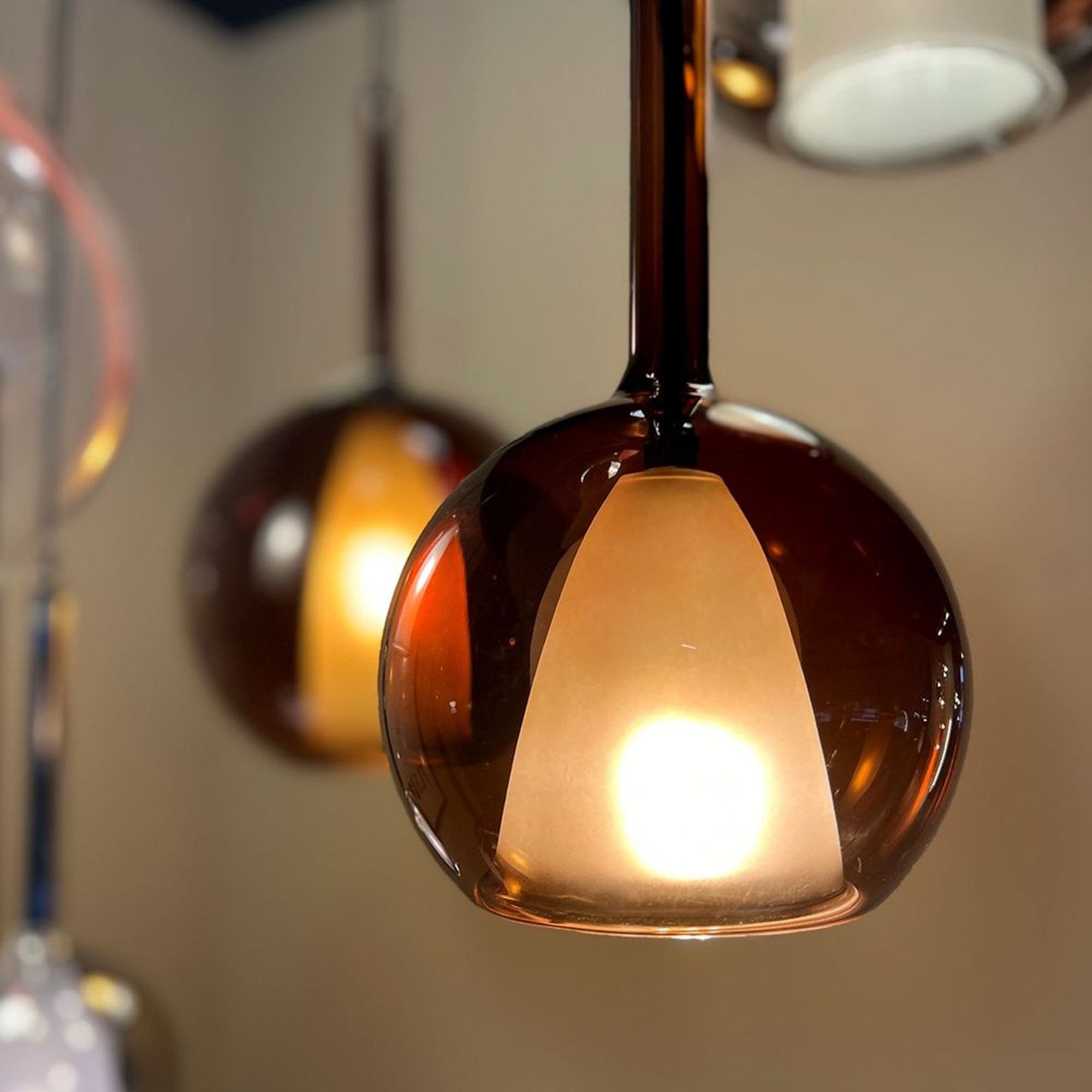 s.luce Pendelleuchte s.luce Belluna Glas-Pendelleuchte Cluster 3-flammig Braun