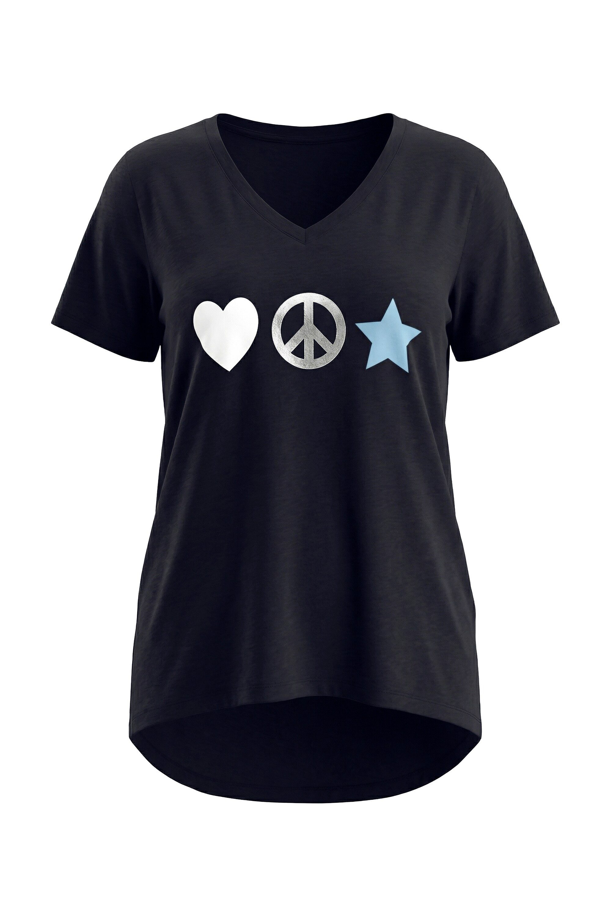 Angel of Style T-Shirt T-Shirt A-Linie Peace-Zeichen Halbarm günstig online kaufen
