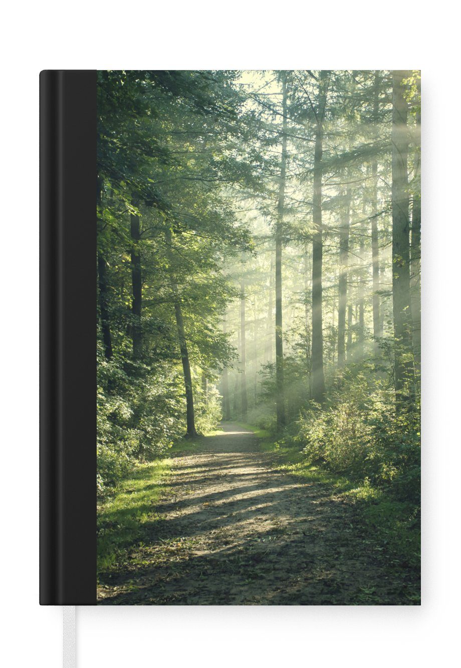 - Grün Merkzettel, Weg - Notizheft, Natur, Tagebuch, - - Bäume Notizbuch Journal, MuchoWow A5, 98 Haushaltsbuch Sonne Seiten, Wald -