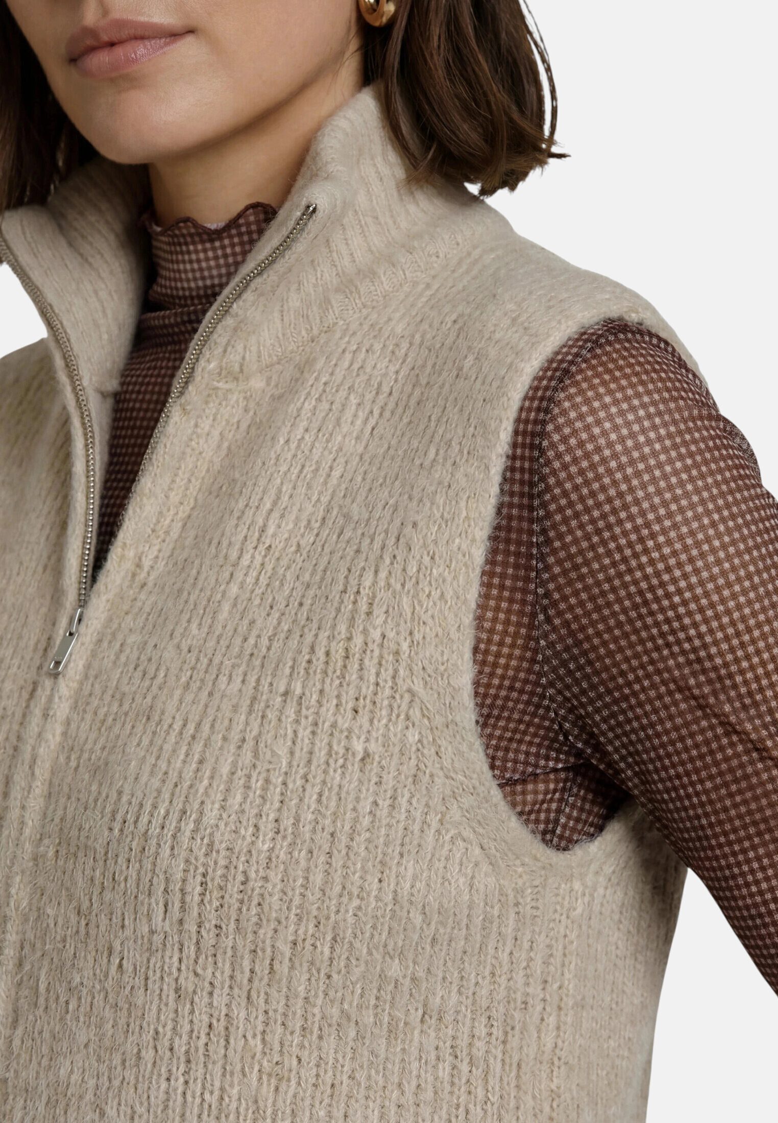 Zero Strickjacke Damen mit Reißverschluss (1-tlg) Plain/ohne Details